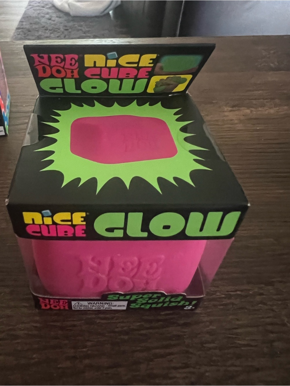 Nee Doh Nice Cube Glow Pink Stress Cube